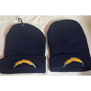 LA Chargers Beanie Lot 2 Blue Knit Hats NFL Winter Cap Cuffed OSFM
